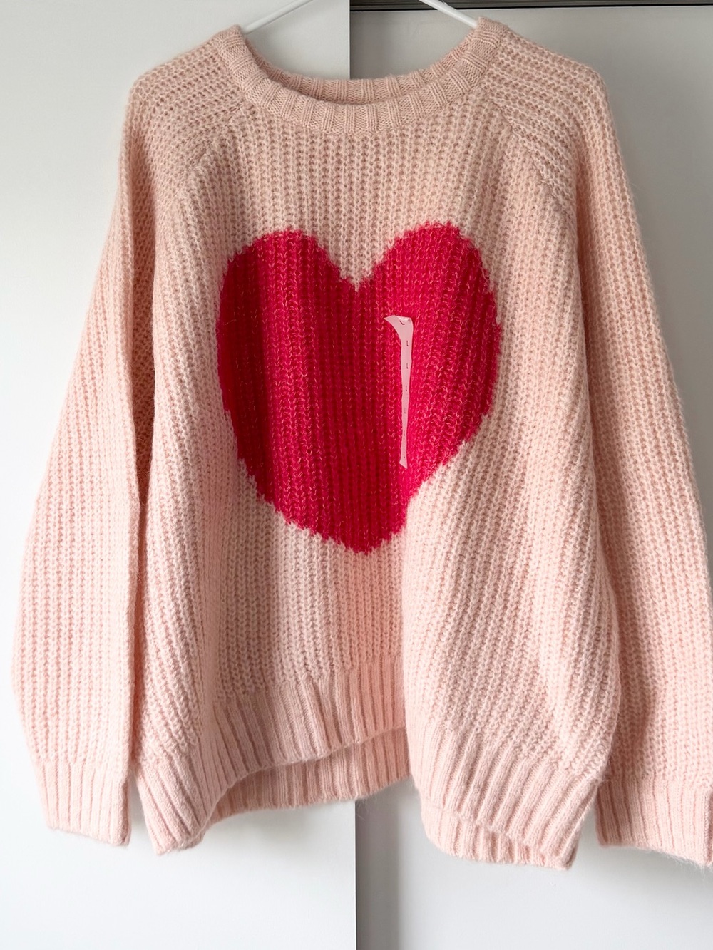 Old Navy Pink Sweater with Red Heart